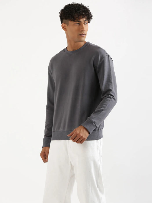 Unisex Grey Round Neck Sweatshirt