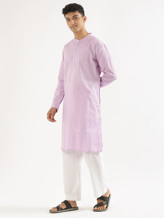 Men Lilac Airy Linen Long Kurta