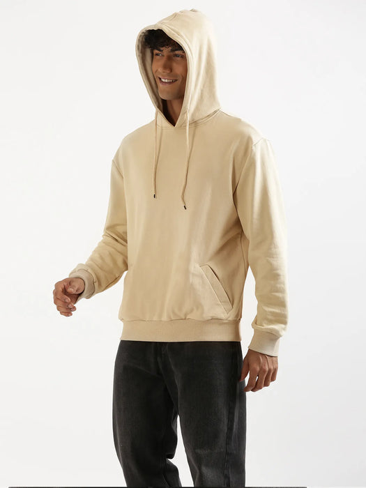 Unisex Beige Pullover Fleece Hoodie