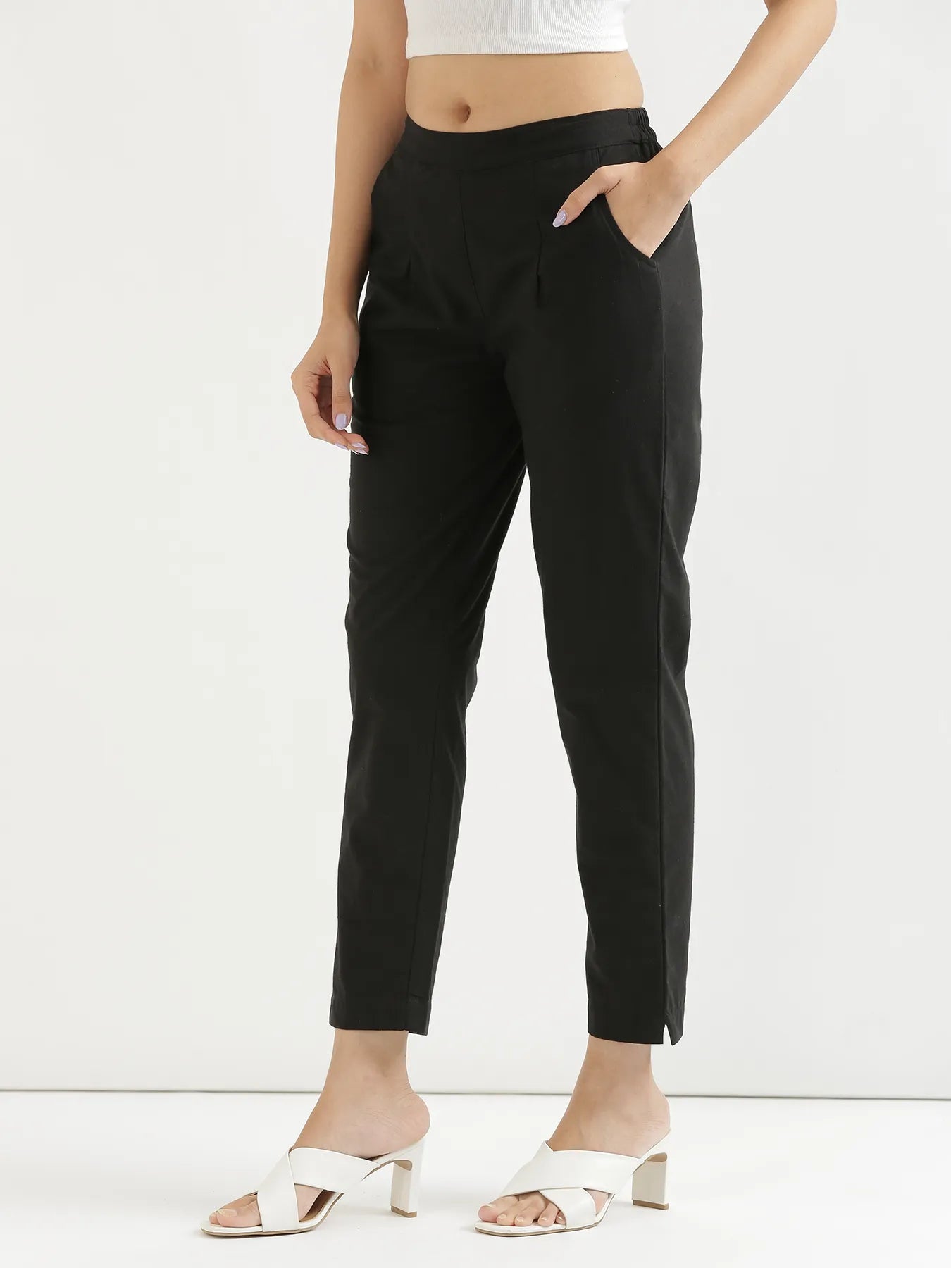 Women Black Cotton Pant