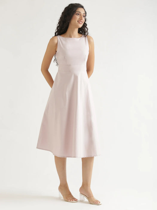 Women Mauve Pink Better Cotton Flared Dress