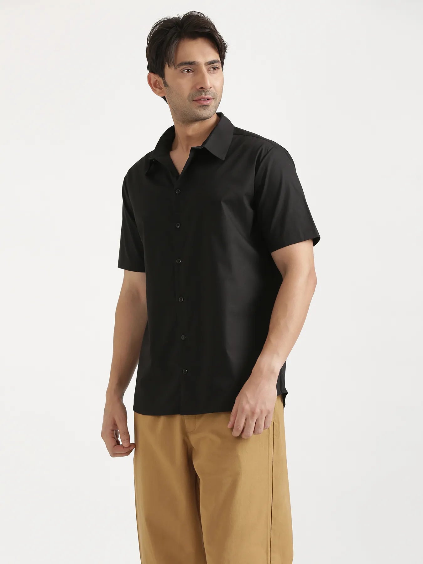 Men Black Better Cotton Short Sleeve Shirt