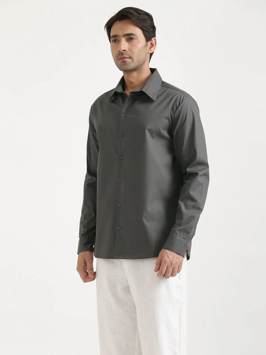 Men Dark Grey Better Cotton Full Sleeve Shirt
