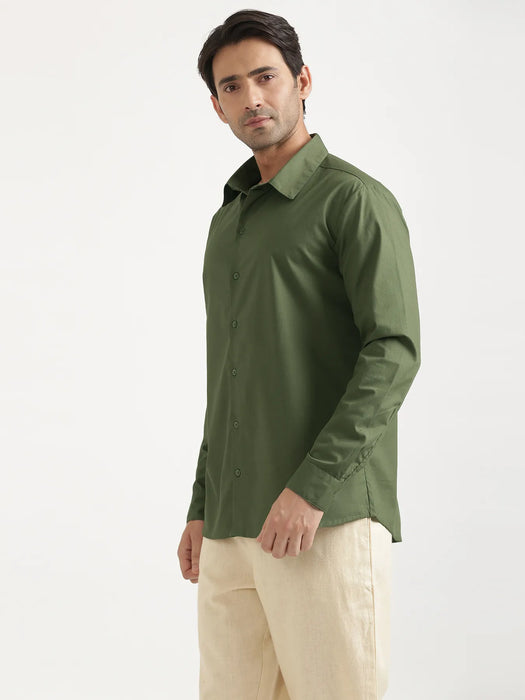 Men Forest Green Better Cotton Full Sleeve Shirt