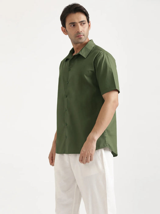 Men Forest Green Better Cotton Short Sleeve Shirt