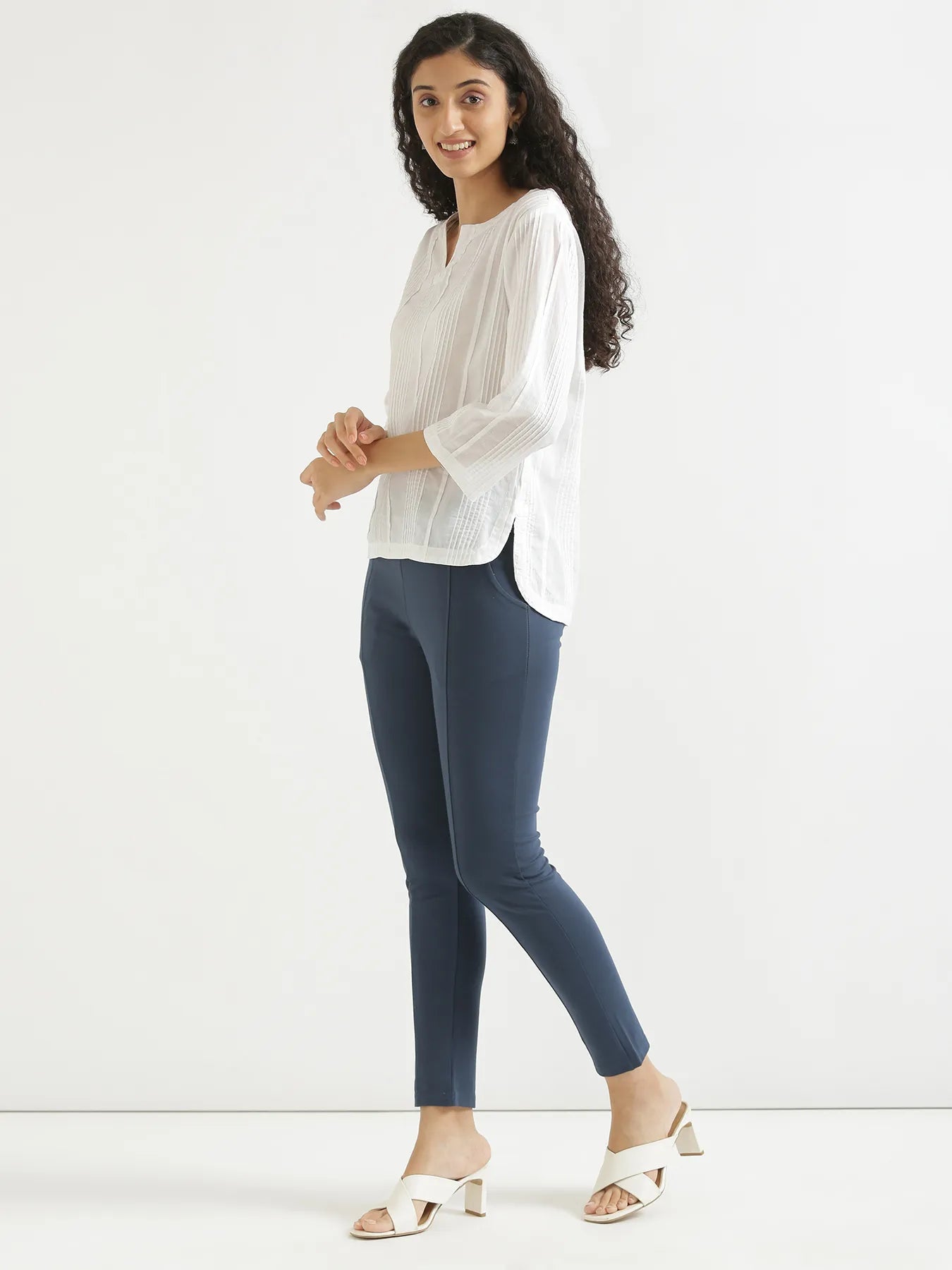 Women Royal Blue 4-Way Stretchable Pants