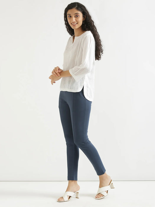Women Royal Blue 4-Way Stretchable Pants