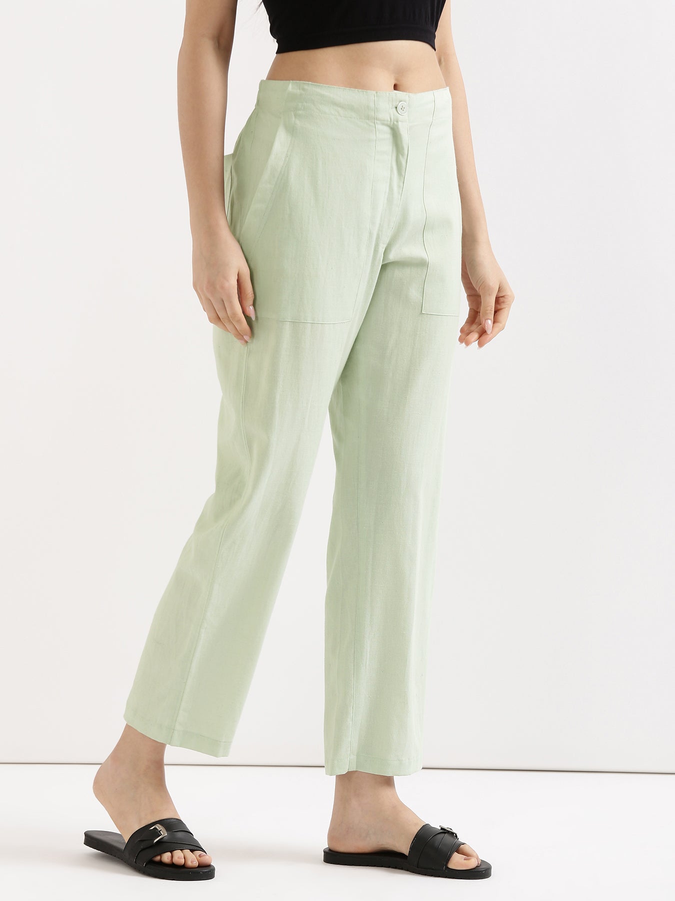 Mint Green Airy Linen Pants