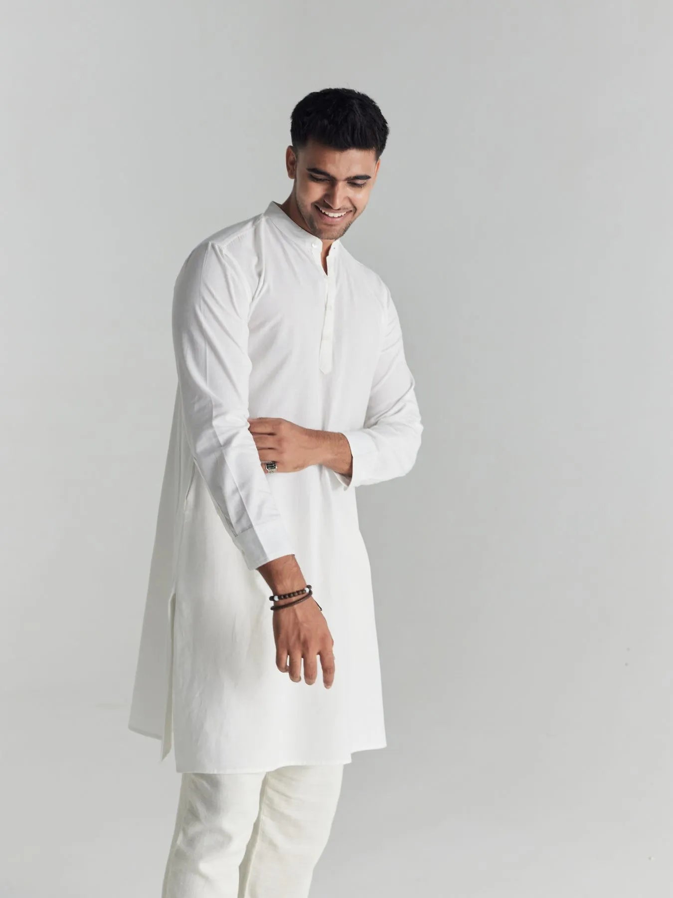 Men White Airy Linen Long Kurta