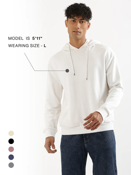 Unisex White Pullover Fleece Hoodie