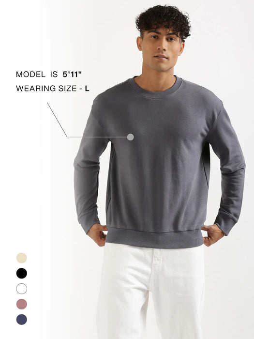 Unisex Grey Round Neck Sweatshirt