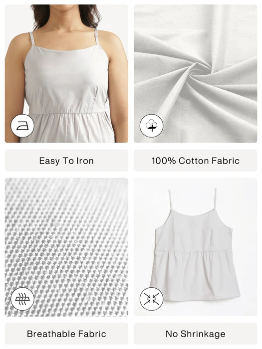 Women Light Grey Better Cotton Peplum Top