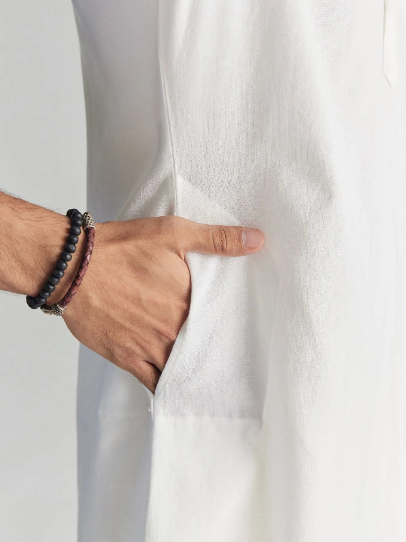 Men White Airy Linen Long Kurta