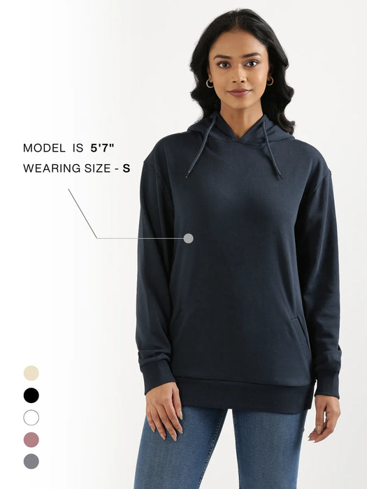 Unisex Navy Blue Pullover Fleece Hoodie