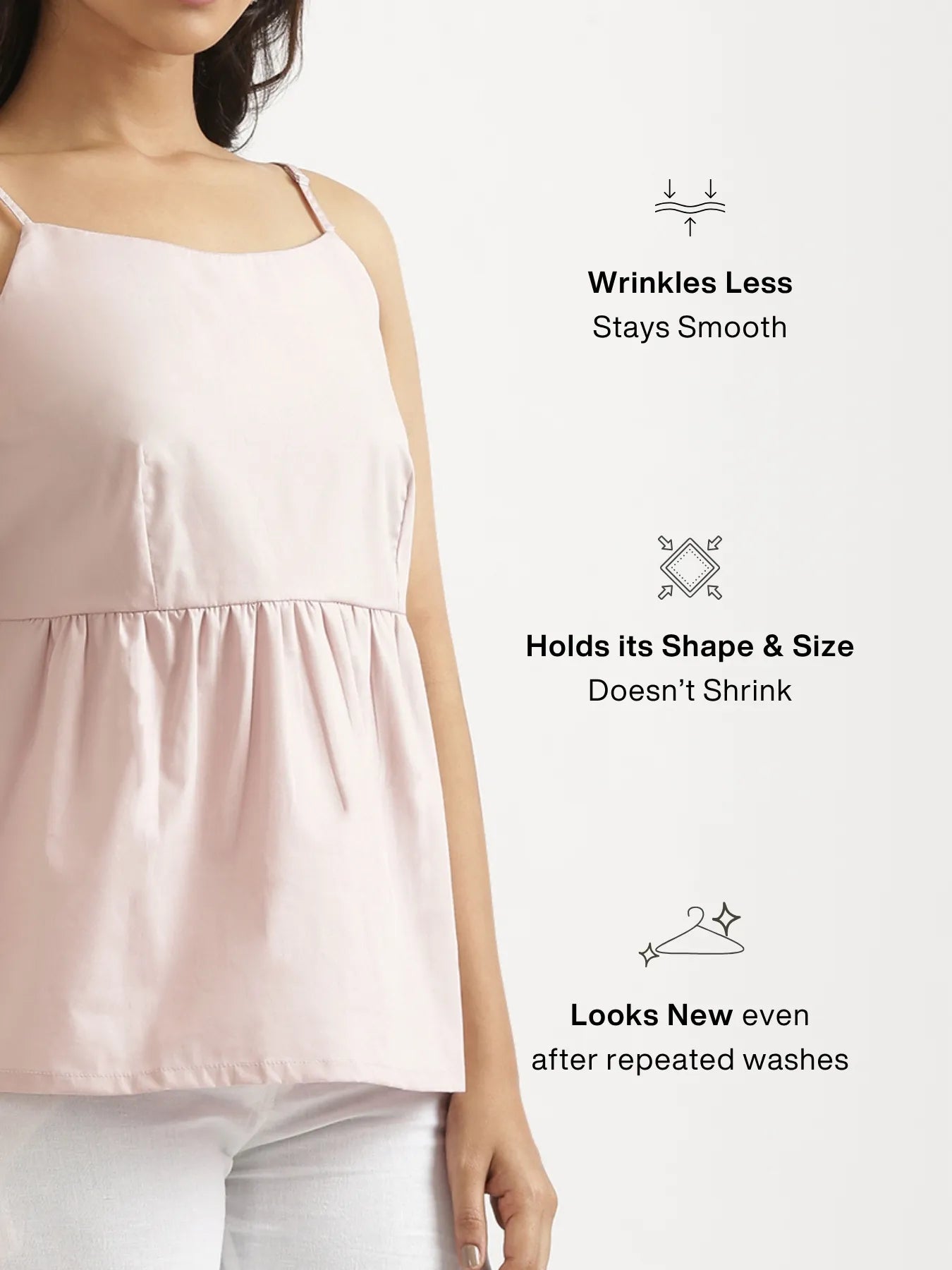 Women Mauve Pink Better Cotton Peplum Top