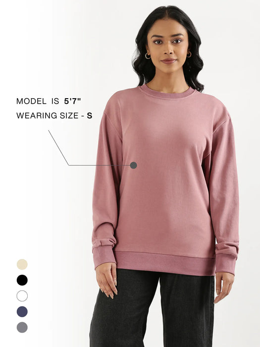 Unisex Rose Taupe Round Neck Sweatshirt