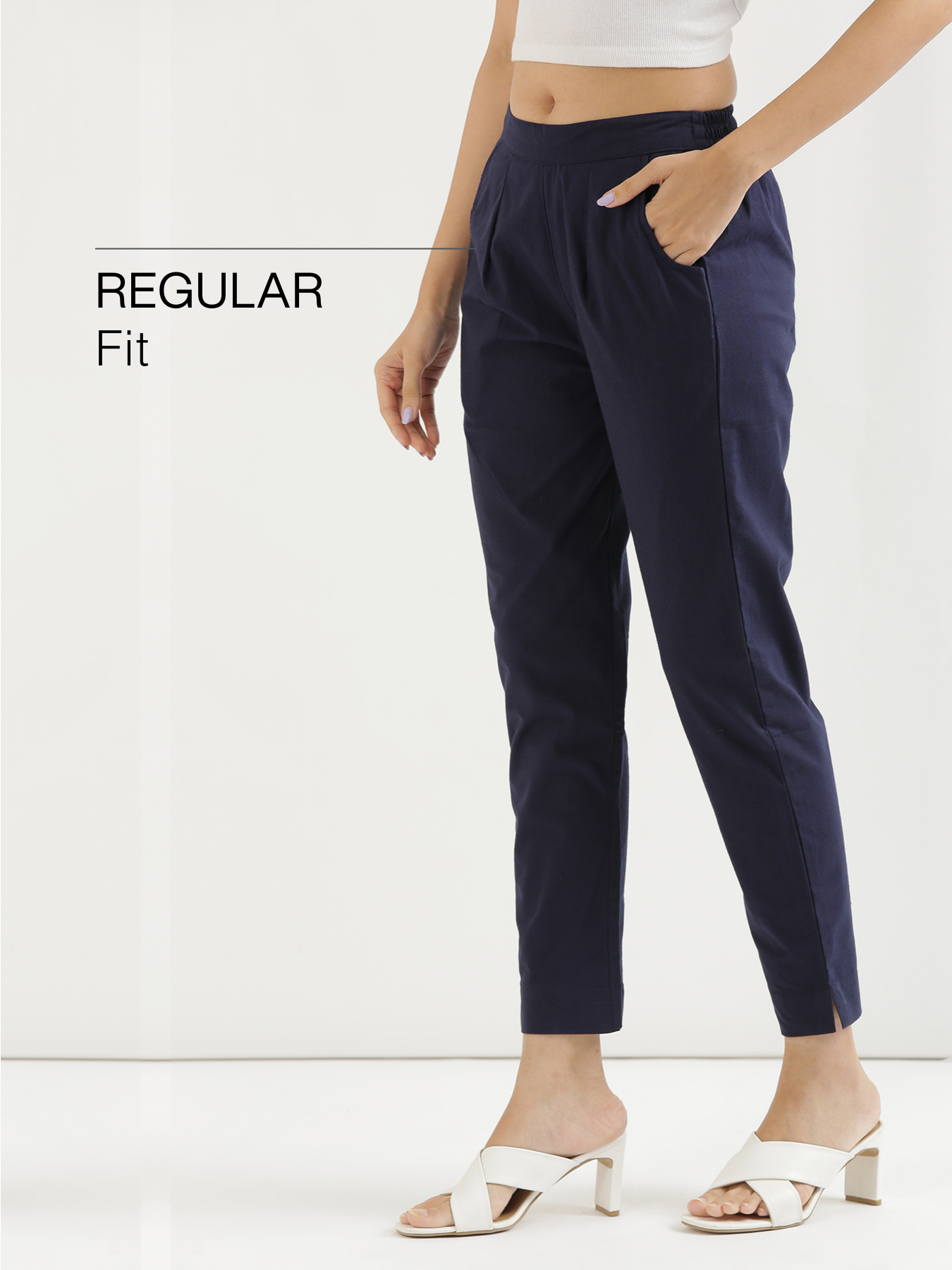 Navy Blue 100% Cotton - Everyday Pants