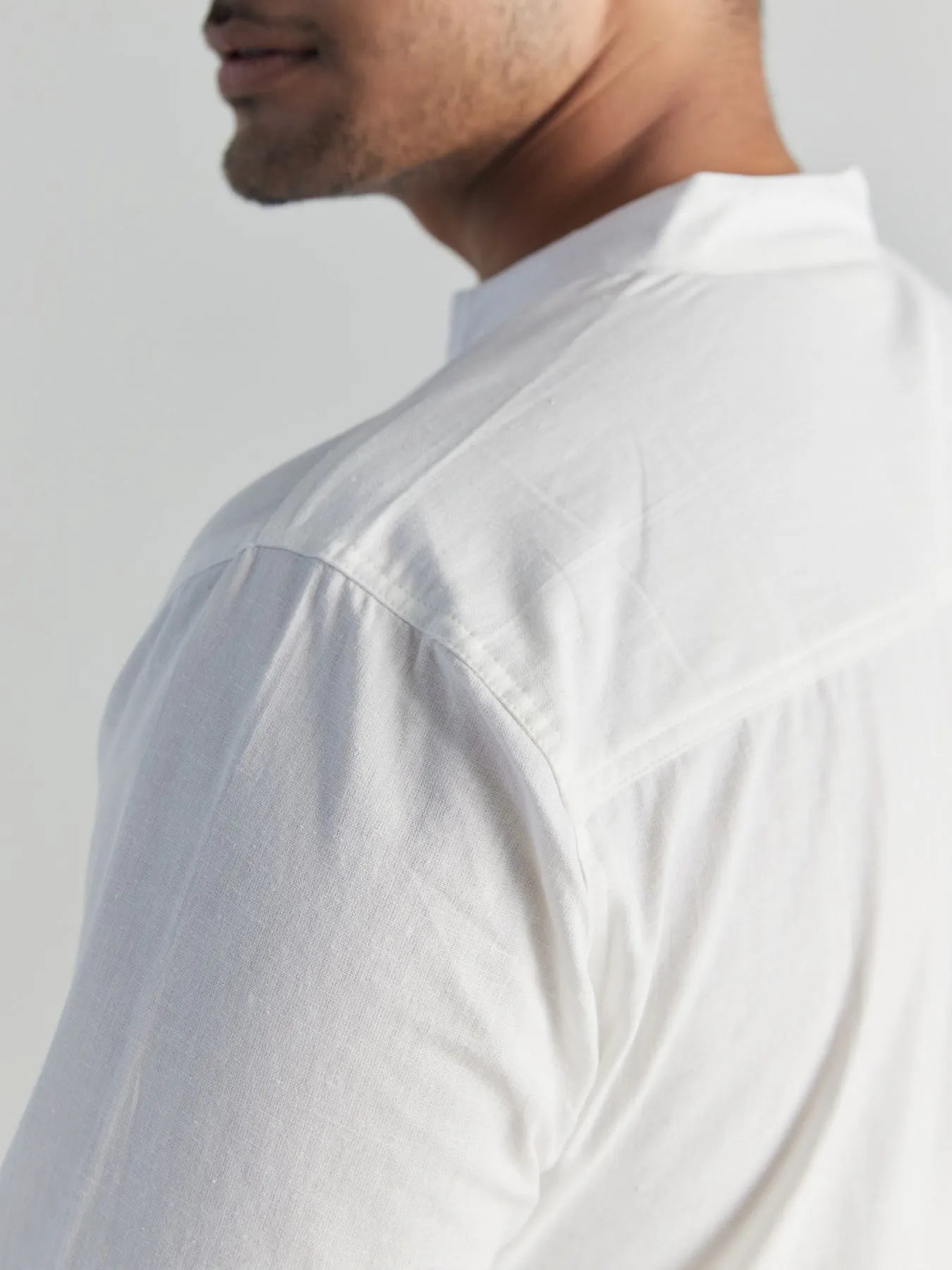 Men White Airy Linen Long Kurta
