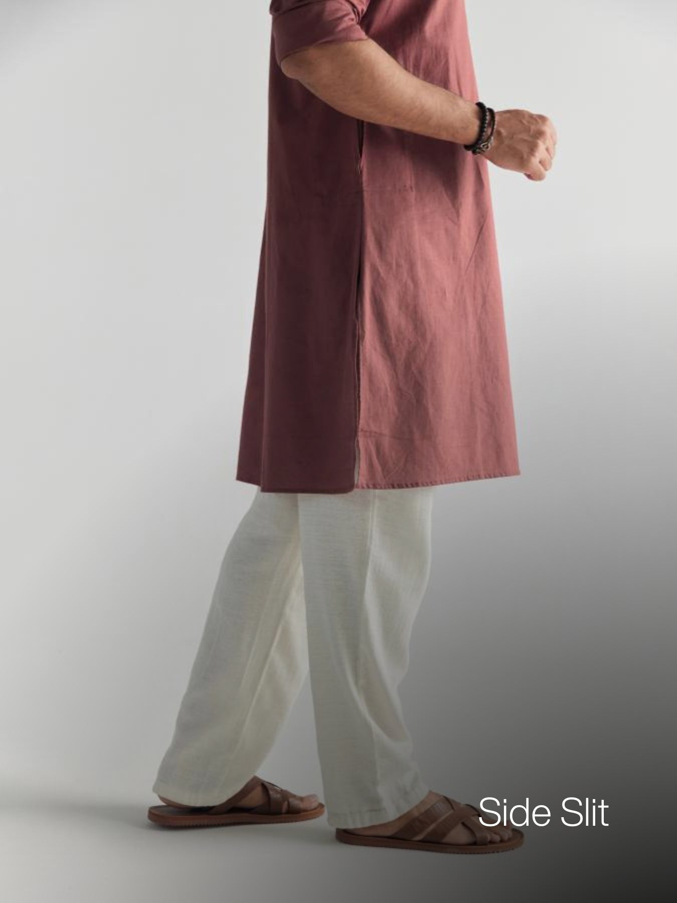 Rose Taupe Airy Linen Long Kurta