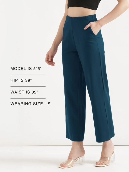 Women Royal Blue Wide Leg Pants