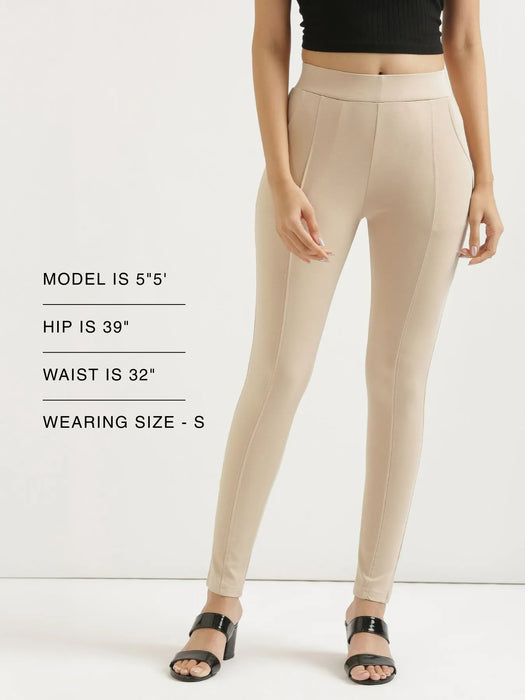 Women Beige 4-Way Stretchable Pants