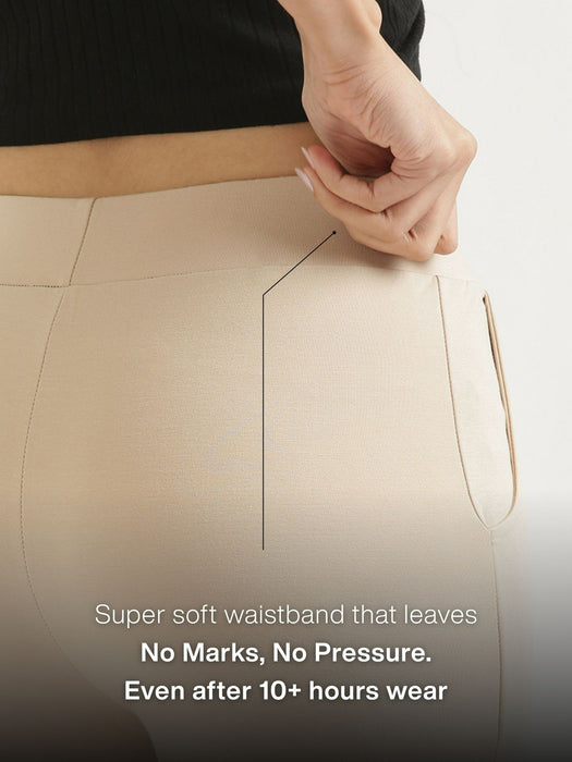 Women Beige 4-Way Stretchable Pants