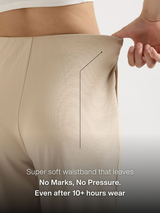 Women Beige Wide Leg Pants