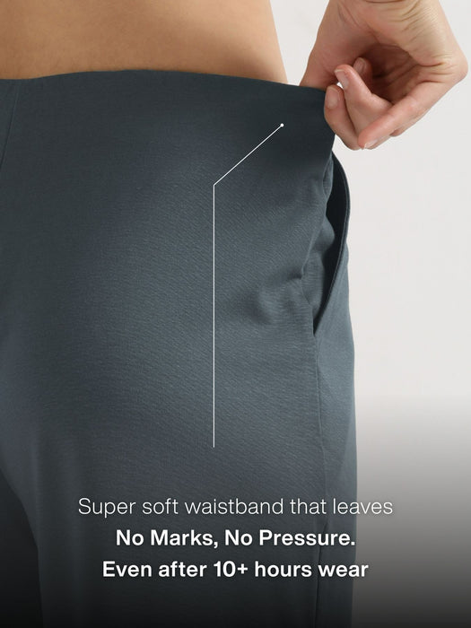 Women Cement Grey Wide Leg Pants