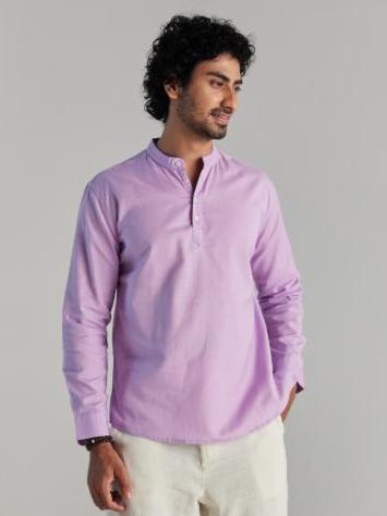 Lilac Airy Linen Short Kurta