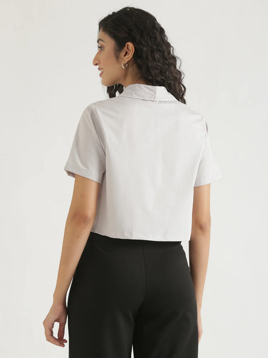 Women Grey Better Cotton Crop Shirt
