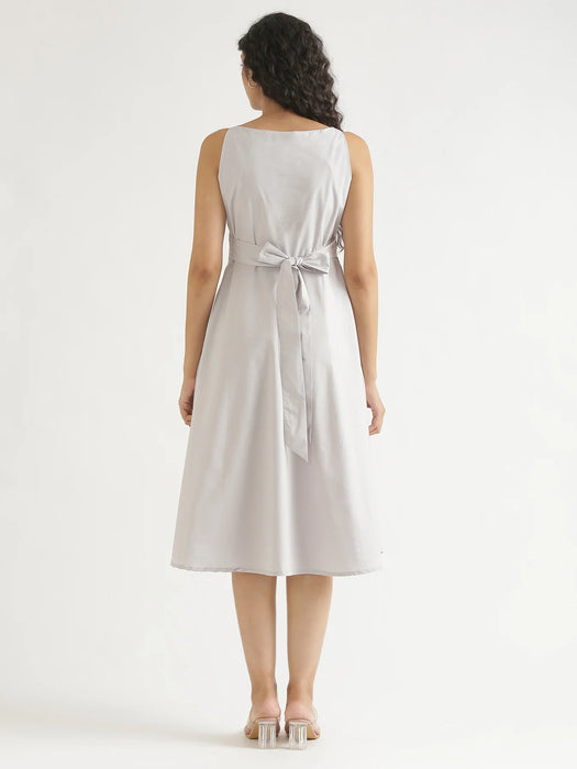 Women Grey Better Cotton Flared Dress