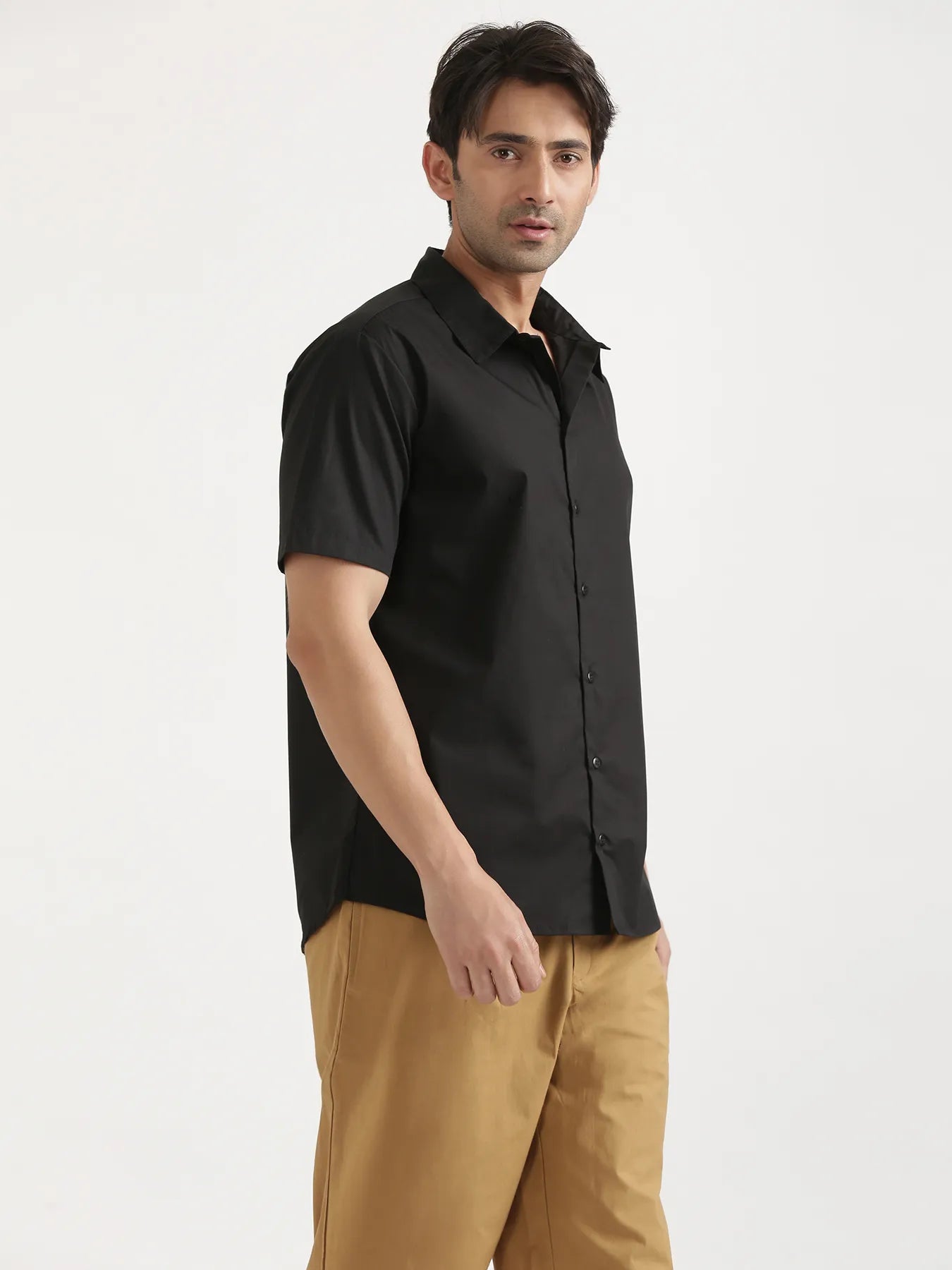 Men Black Better Cotton Short Sleeve Shirt