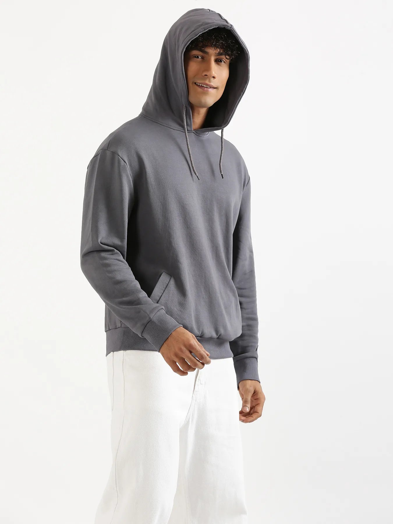 Unisex Grey Pullover Fleece Hoodie