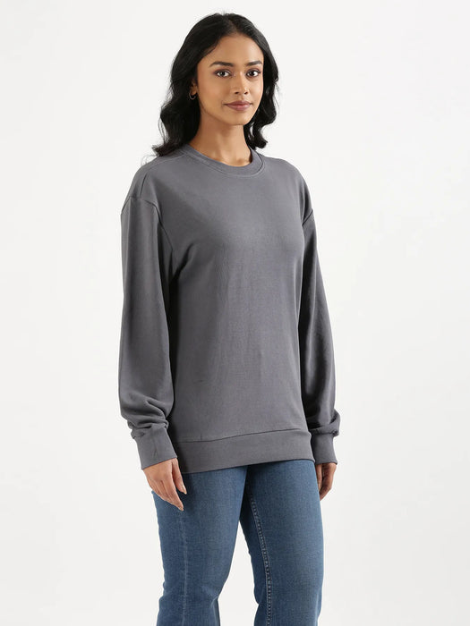 Unisex Grey Round Neck Sweatshirt
