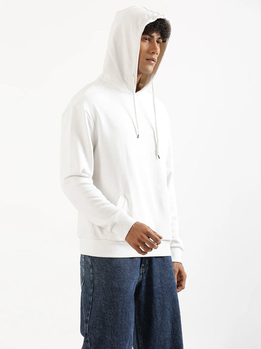 Unisex White Pullover Fleece Hoodie