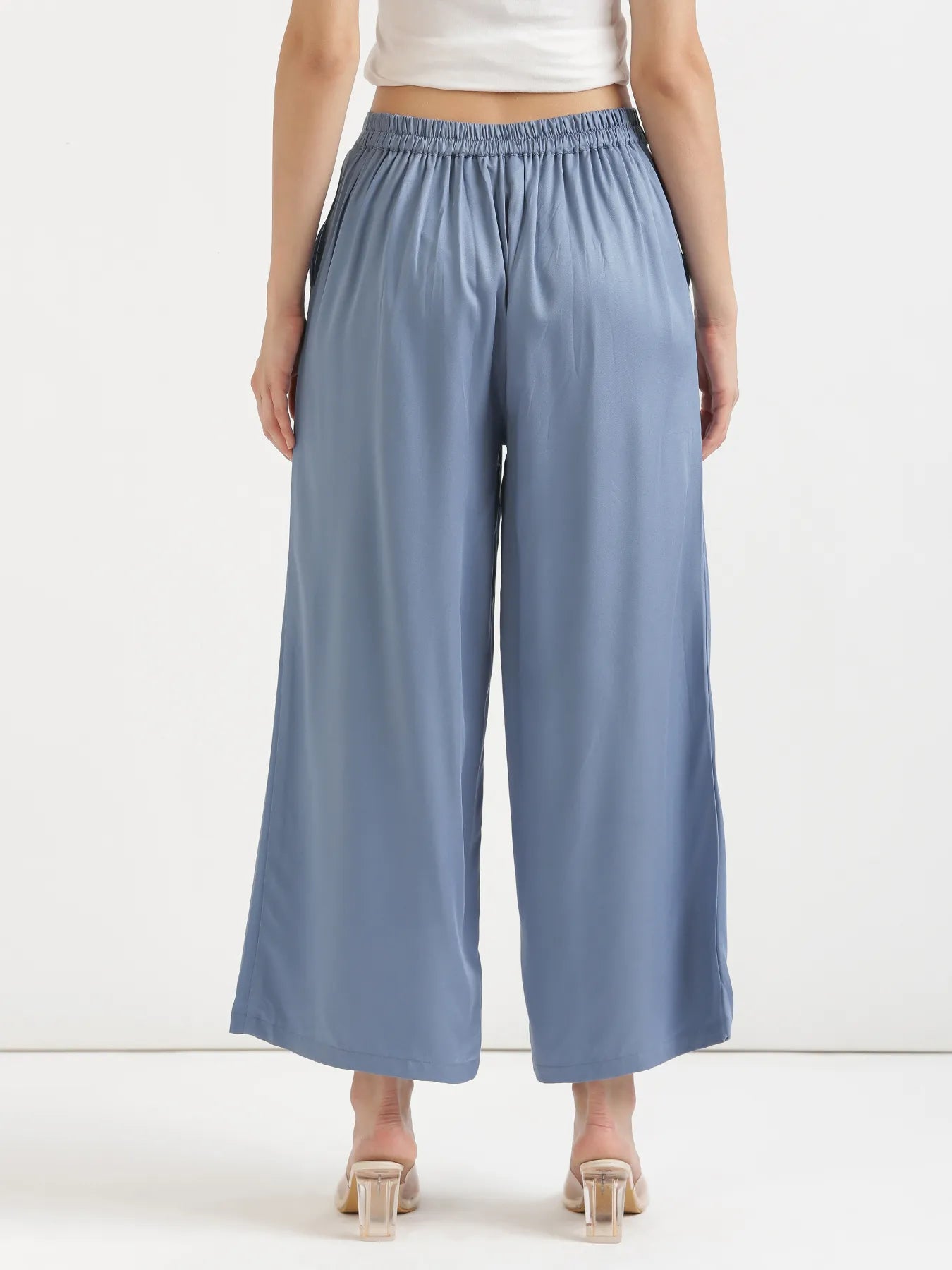 Women English Blue Viscose Palazzo Pant