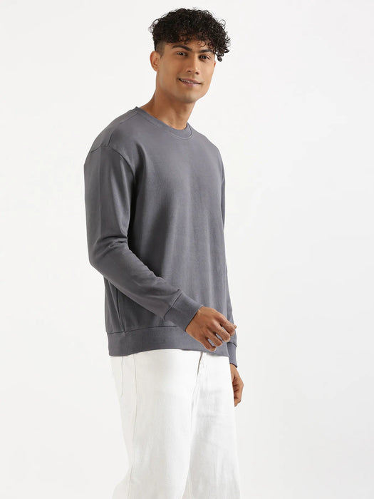 Unisex Grey Round Neck Sweatshirt