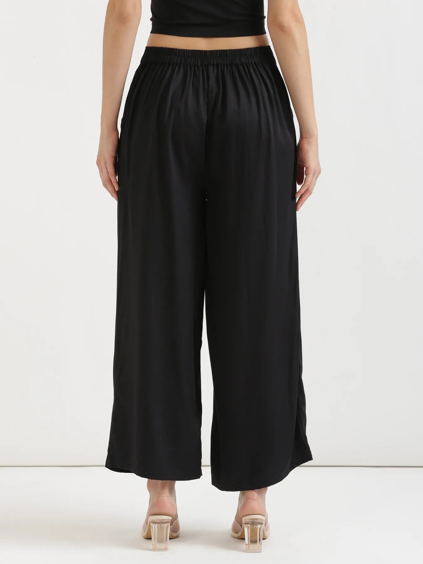 Women Black Viscose Palazzo Pant