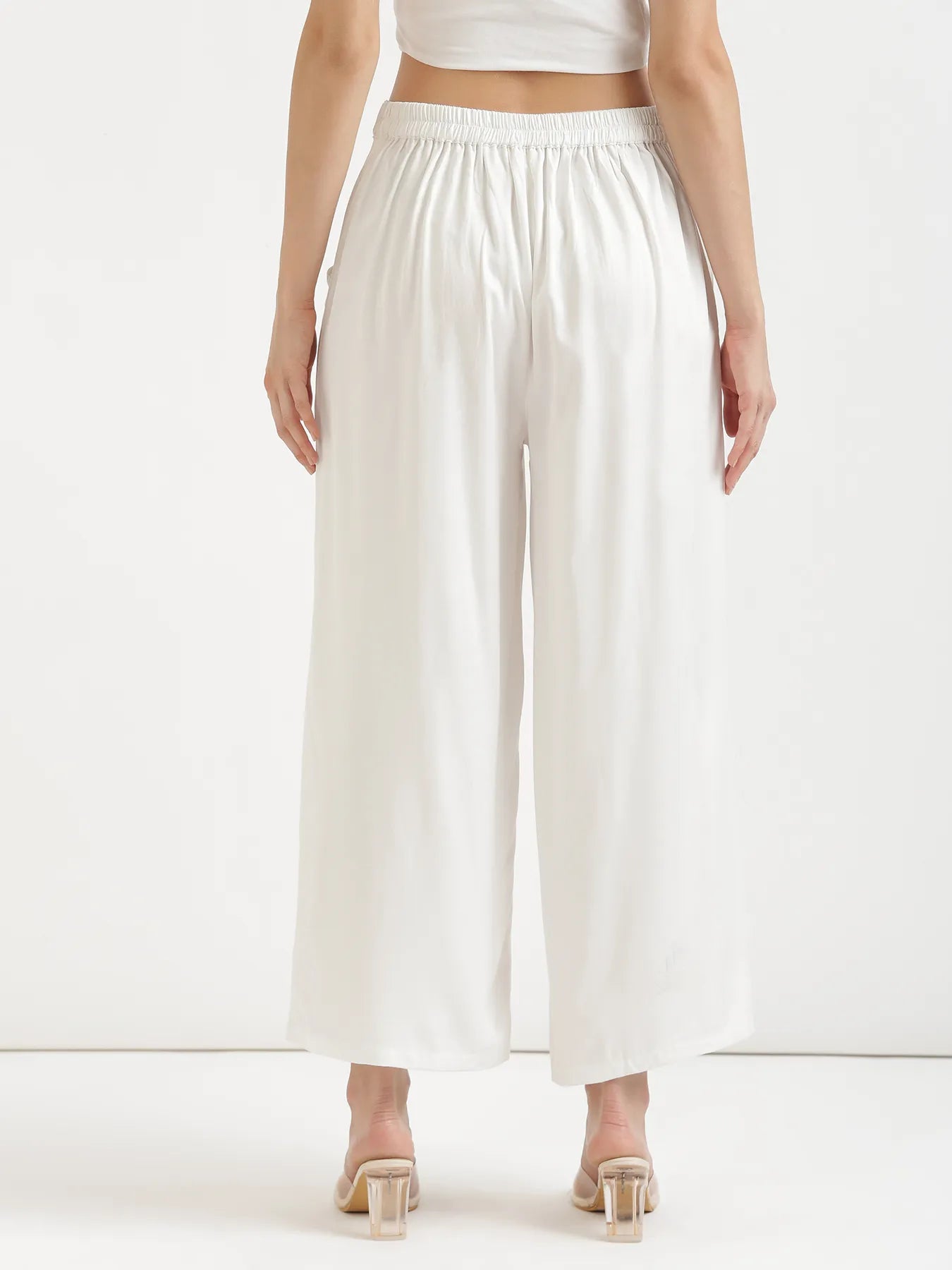 Women White Viscose Palazzo Pant
