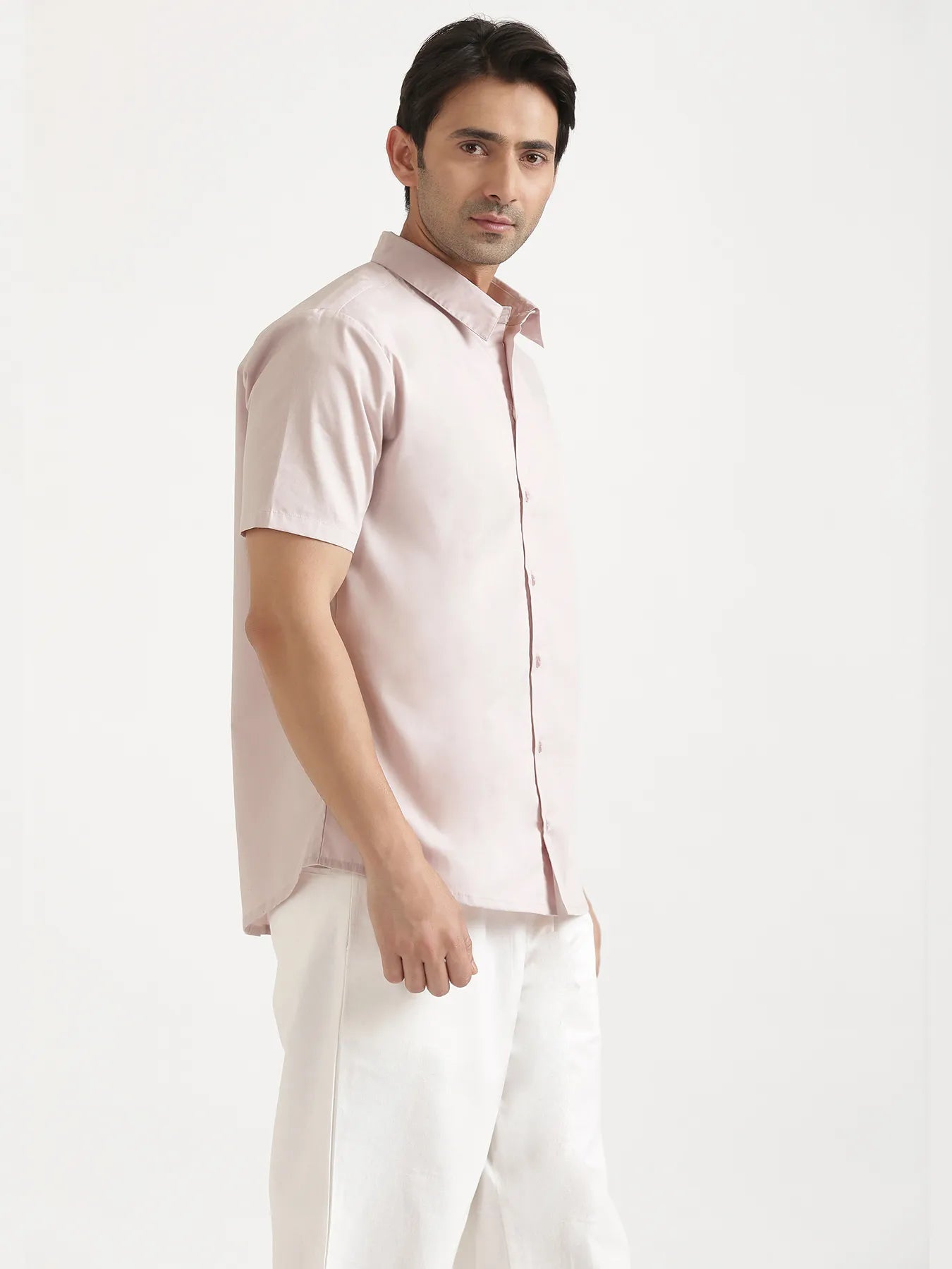 Men Mauve Pink Better Cotton Short Sleeve Shirt