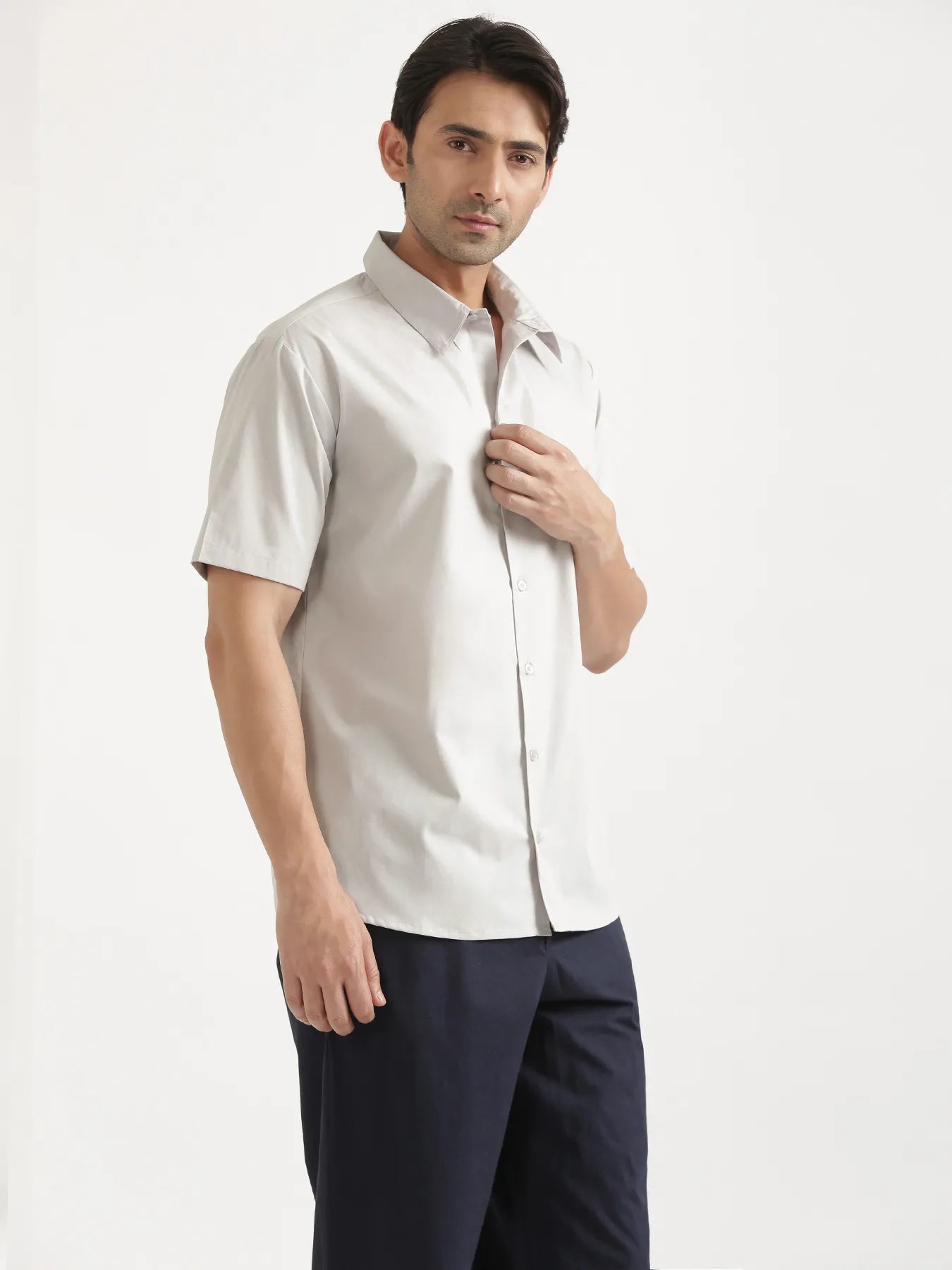 Men Light Grey Better Cotton Short Sleeve Shirt