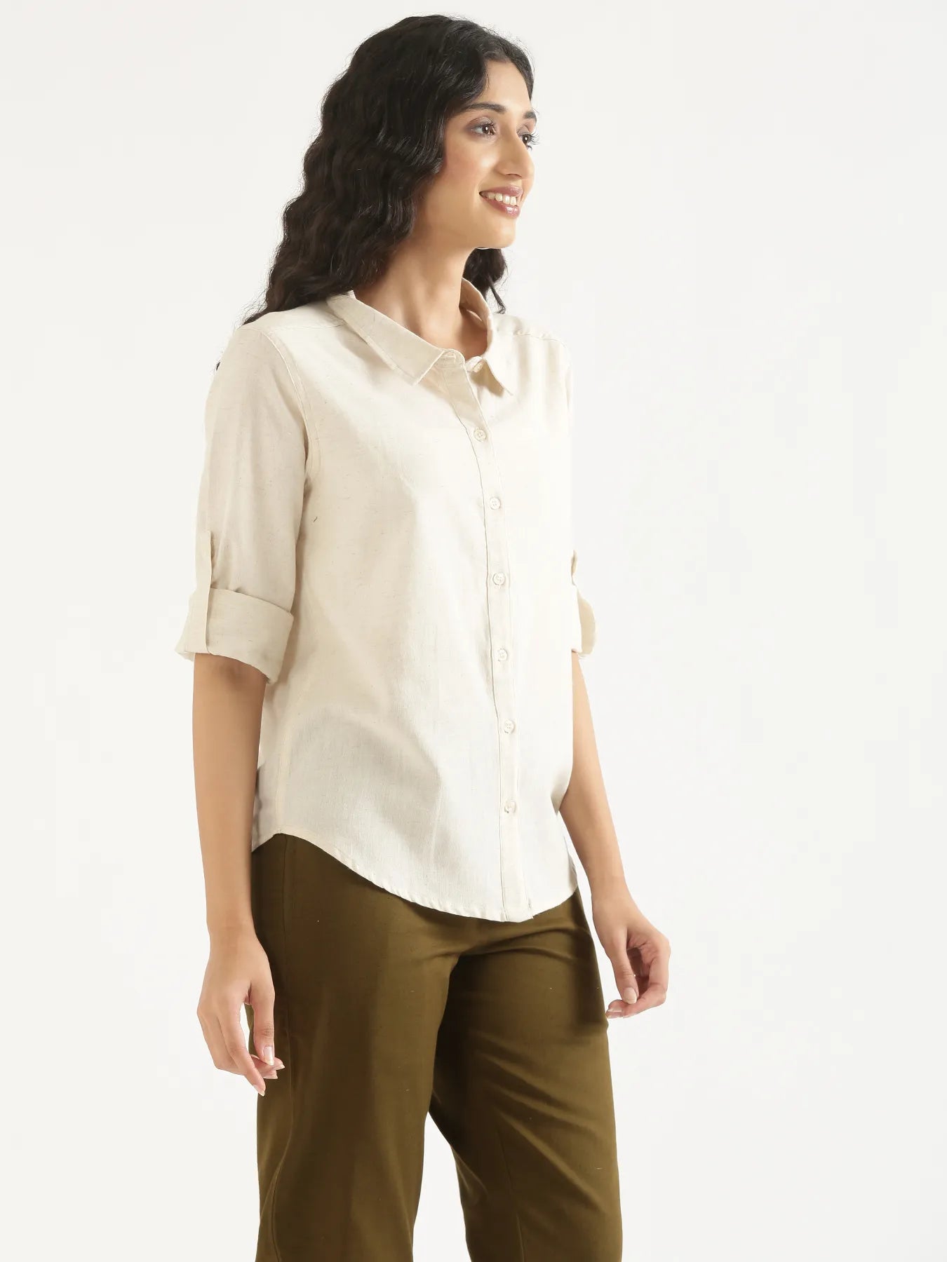 Women Ecru Airy-Linen Shirt