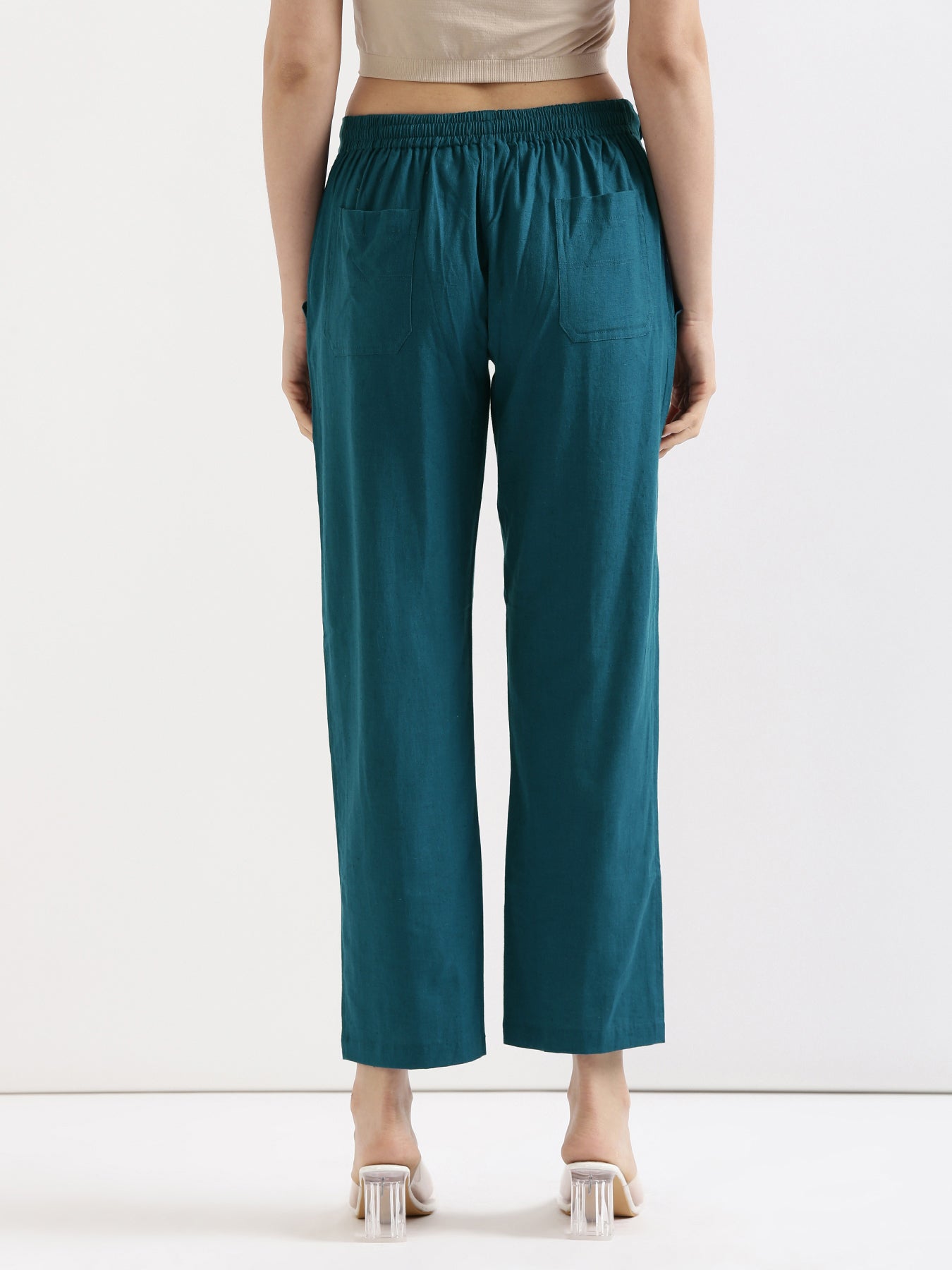 Turquoise Airy Linen Pants