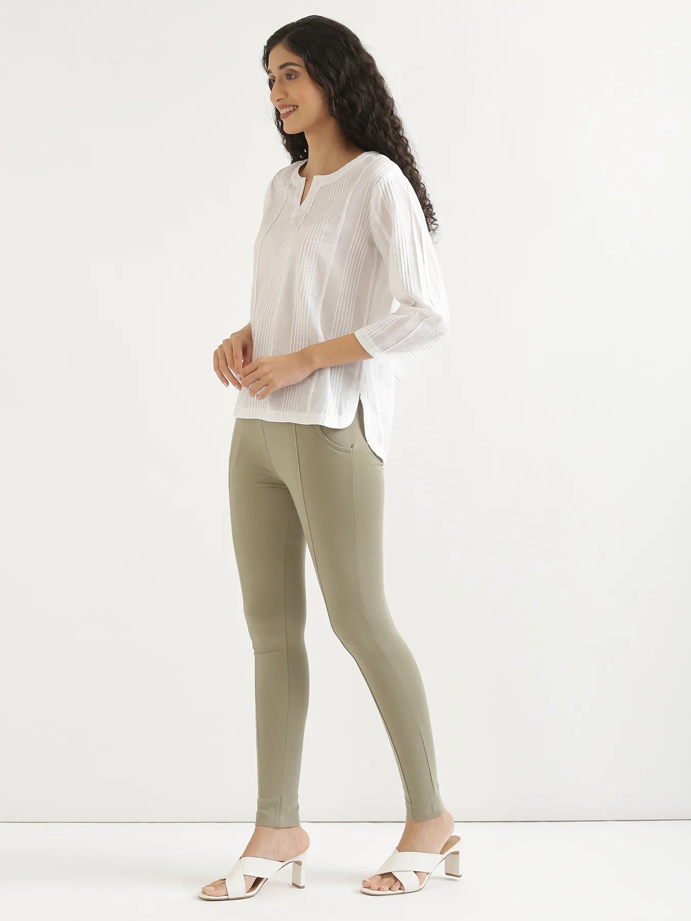 Women Mint Green 4-Way Stretchable Pants