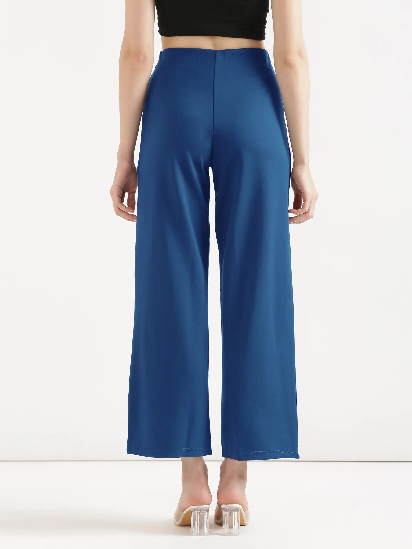 Women Royal Blue Wide Leg Pants