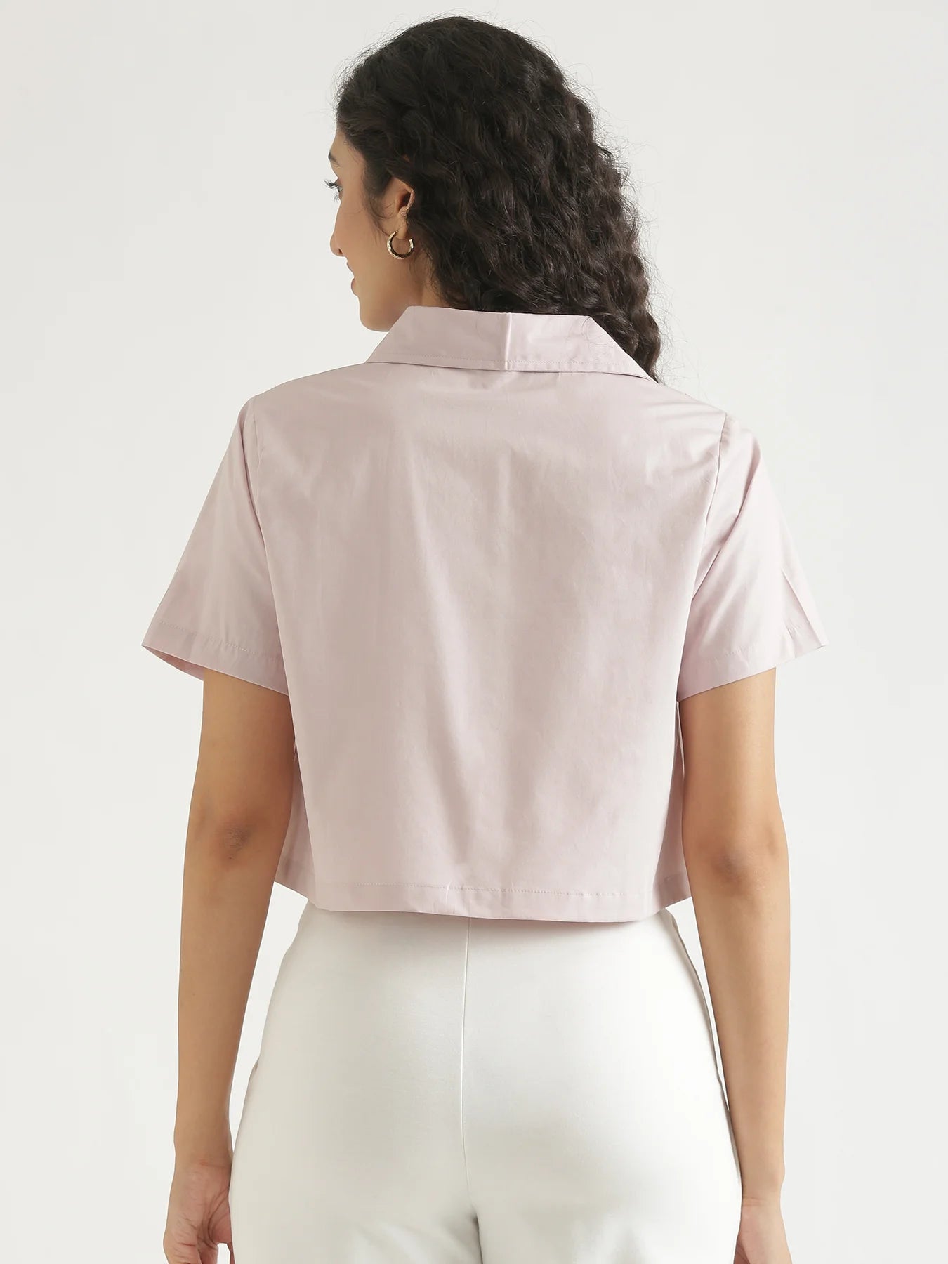 Women Mauve Pink Better Cotton Crop Shirt