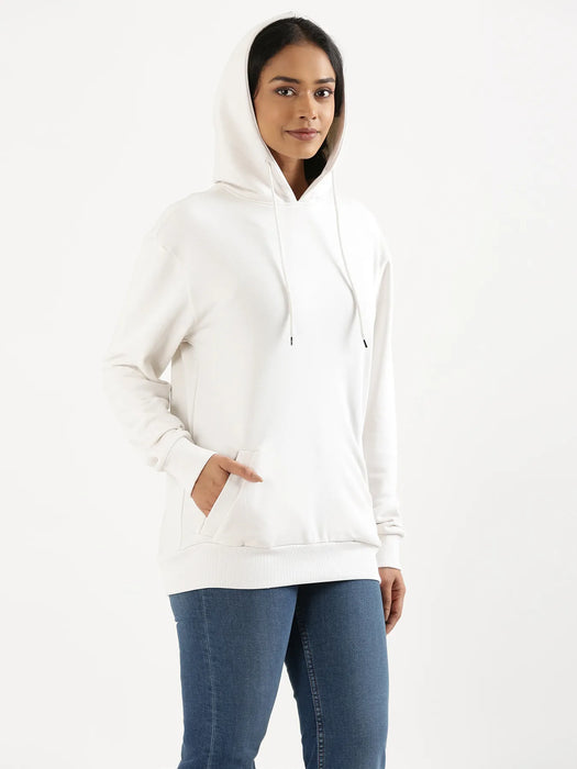 Unisex White Pullover Fleece Hoodie