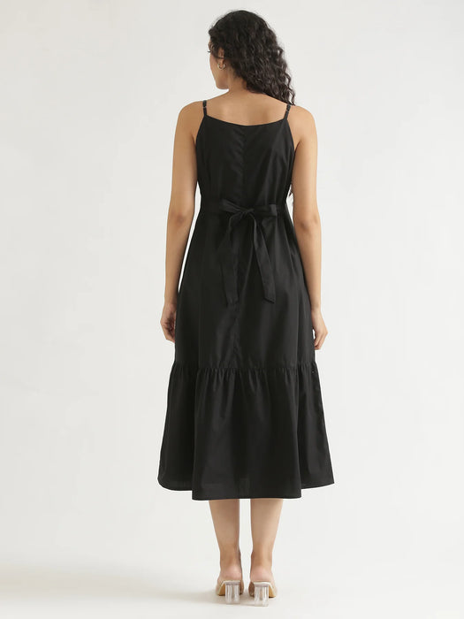 Women Black Better Cotton Tier Dress