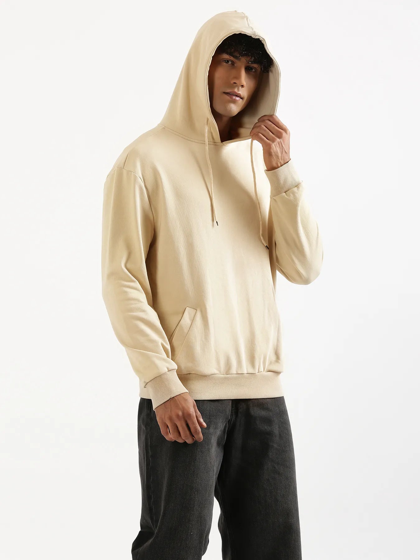 Unisex Beige Pullover Fleece Hoodie