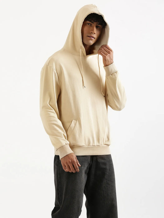 Unisex Beige Pullover Fleece Hoodie